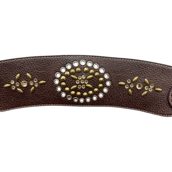 Kathy Van Zeeland Studded Belt Contour Flower Chocolate Size M 32–36" - Picture 7 of 12